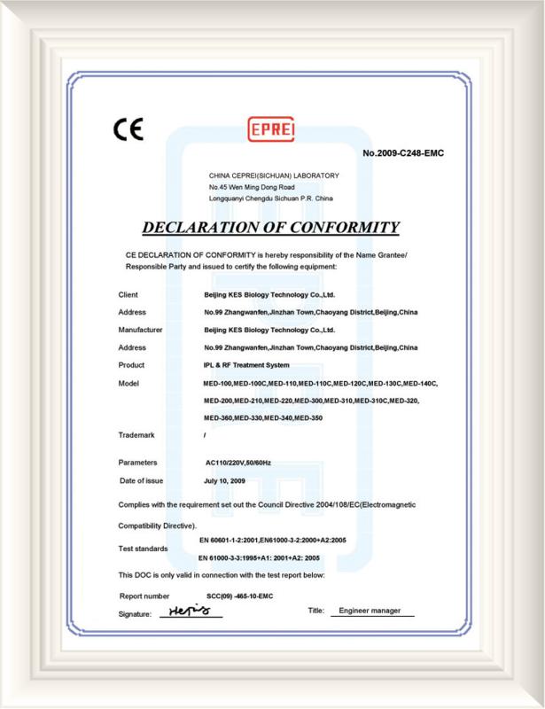 CE EPRE certificate - Beijing KES Biology Technology Co., Ltd.