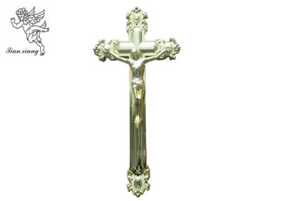 China Ornamental Jesus Cross Funeral Crucifix Size 44.8×20.8cm , Golden Plastic Casket Cross for sale