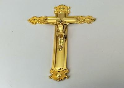 China 44.8×20.8cm Golden Plastic Ornamental Funeral Crucifix for sale