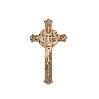China Jesus 3# Casket Cross PP Material Coffin Cross Crucifix Gold Color for sale