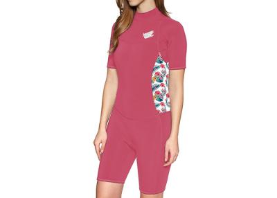 China Pink CR Neoprene Short Sleeve Rash Guard / Female Surf Suit Anti - UV for sale