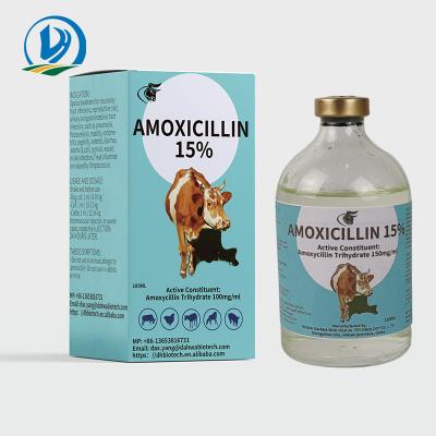 China GMP Factory Supply Animal Medicine Amoxicillin Injection 15% for Dog Cattle Cat Sheep for sale
