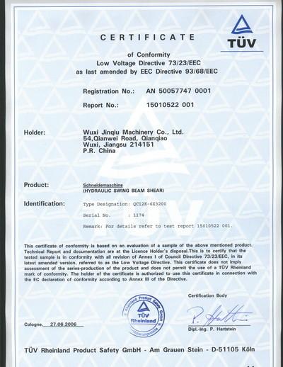 CE certificate - JINQIU MACHINE TOOL COMPANY