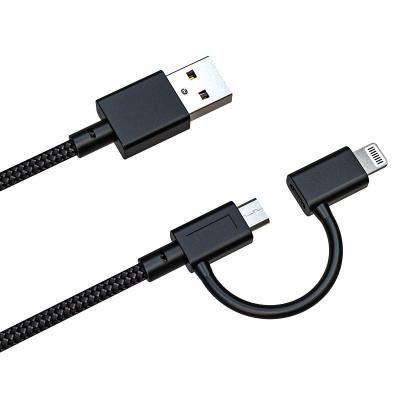 China 2 EN 1 cable de carga trenzado de nylon del USB, los 6Ft cable de 2,4 datos del amperio en venta