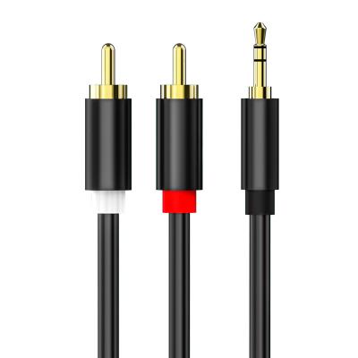 China Smartphones 3.5mm To 2RCA Audio And Video Cable 24k Gold Plated for sale