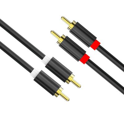 China 2RCA Male To 2RCA Male Gold Plated Audio Cable , Black 6 Ft 3.5 Mm Audio Cable for sale