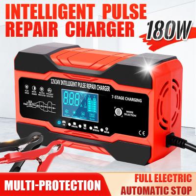 China 12V 24V 10A 7 Stage Intelligent Pulse Repair Charger With LED Display for sale