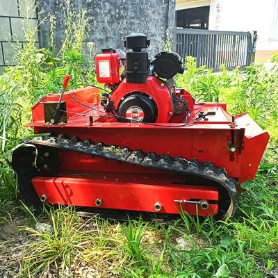 China Multifunctional Remote Control Crawler Lawn Mower 1200mm Width Flail Mower 12HP for sale