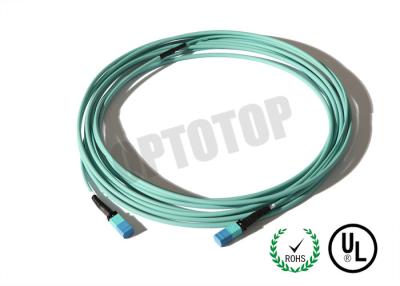 China Male / Female MM Aqua MPO Fiber Optic Patch Cord For Communication Systems for sale