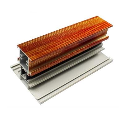 China T Shape Wood Finish Aluminium Profiles Length Customized For Glass Doors for sale