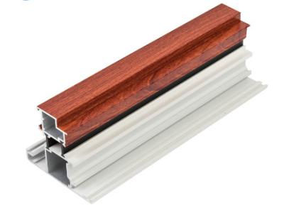 China Thermal Break Wood Finish Aluminium Profiles / Wood Finish Extrusion Profile For Sliding Window for sale