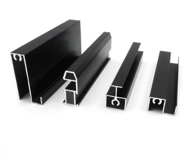 China 6m Black Anodized Extruded Aluminium Profile Sliding Wardrobe Doors Frame With Fine Line Style for sale