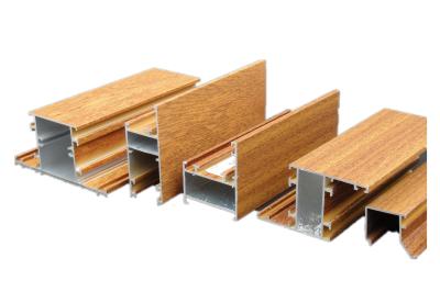 China Customized Wood Finish Aluminium Profiles For Aluminium Glass Windows And Doors Frame for sale