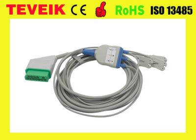 China Nihon Kohden One Piece 3 Leads ECG Cable Round 12pin  With Clip IEC And  TPU Material for sale