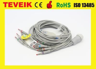 中国 Kenz 10の鉛EKGケーブル、抵抗器のない103/106のecg忍耐強いケーブルおよびリード線円形16pin 販売のため