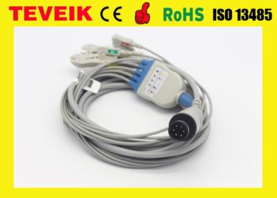 China Medical Factory Reusable Mindray One piece 5 leads ECG Cable with Clip, Round 6pin for sale
