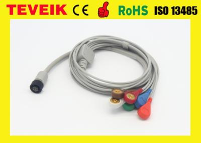 China Medical Reusable GE Marqutte Holter Recorder Integrated 5 leadwires ECG Cable With Snap for sale