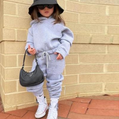 China Casual kids warm up hoodie set 2021 autumn winter little girls clothing kids tracksuits for sale
