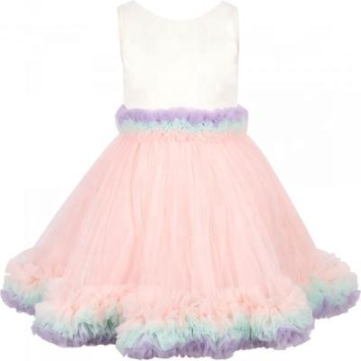 China 2021 Latest Design Ruffle Sleeveless Dress Breathable Detailing Babies Summer Party Pink Princess Dress for sale