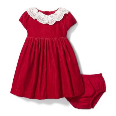 China Sustainable Kids Private Label Festival Soft Red Dress Girl Velvet Christmas Dress Baby Dress for sale