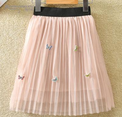 China Anti-wrinkle Girls Summer Tulle Skirt Vintage Midi Tutu Pleated Skirts for sale