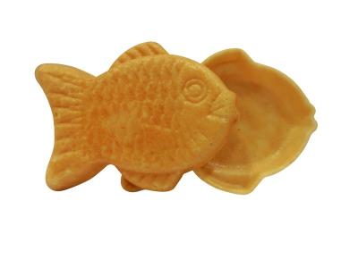China Fish Shaped Waffle Ice Cream Cone , Chocolate Sugar Cones Golden Color for sale