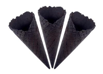 China Ice Cream Black Charcoal Color Sugar Cones With 23 Degree Angle for sale