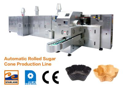China la máquina de la hornada del cono de la cadena de producción del cono de la galleta 1.5kw/de helado con el doble acodó la puerta del panel en venta