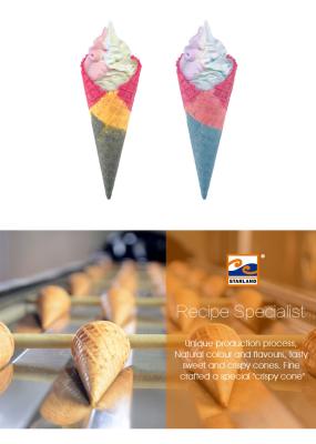 China Strawberry Flavor Wafer Cones 118-120mm Height With 22 ° Angle for sale