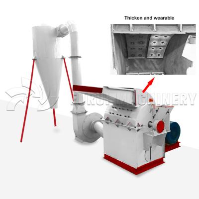 China Steel Wood Chip Crusher / Wood Chipper Grinder Customized Color Two Inlets for sale