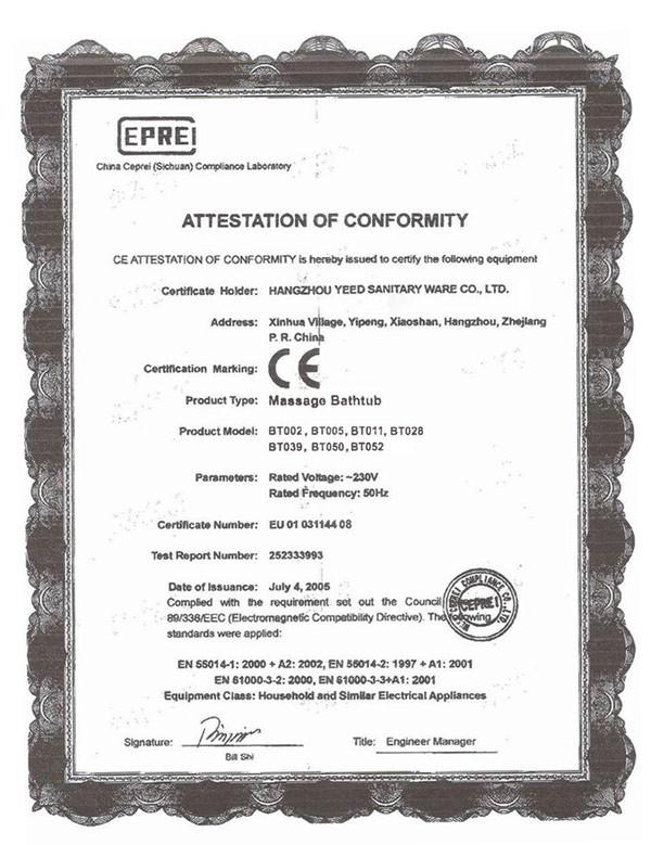 CE certificate - Hangzhou Yeed Machinery Co., Ltd