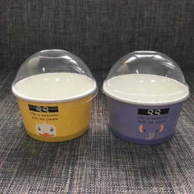 China Tazas de helado de papel con logotipo personalizado de 16 oz con tapas de papel en venta