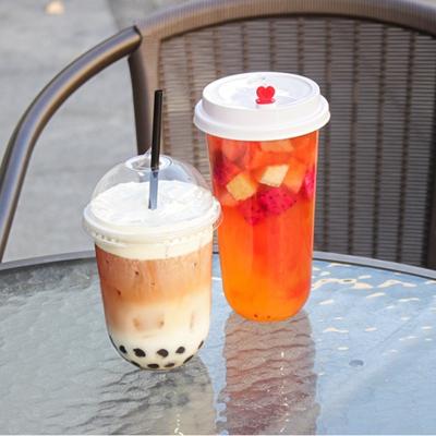 China 500ml beverage disposable PET plastic cup with lid and straw for sale