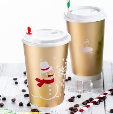 China Hot Drink Disposable Paper Cup 16 Oz With Lids And Straws Light Weight for sale