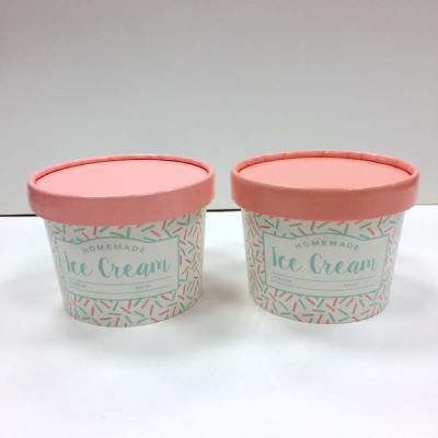 China Printed Paper Ice Cream Cups 16 Oz Customized With Lids Food Grade Paperboard for sale