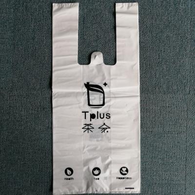 China Los bolsos para llevar de las bolsas de plástico claras de la camiseta del HDPE modificaron el tipo lateral del escudete para requisitos particulares del logotipo en venta