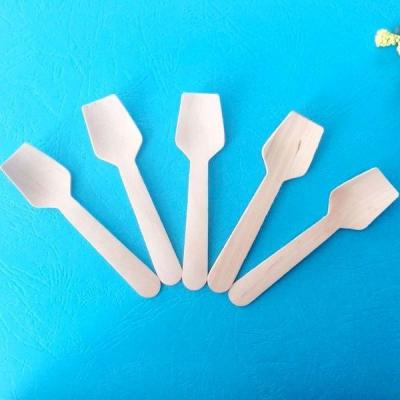 China Restaurants Spoon Fork Knife Mini Wood Spoons For Ice Cream Individual Packing for sale