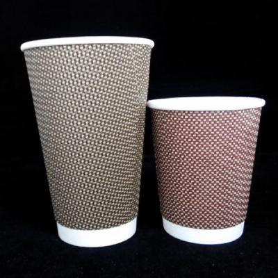 China Logo Printed Disposable Paper Cup Ripple Paper Coffee Cups Recyclable Flexo Printing for sale