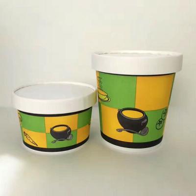 China Disposable Bowls For Ice Cream With Cover , Paper Ice Cream Tubs Pe Coated for sale