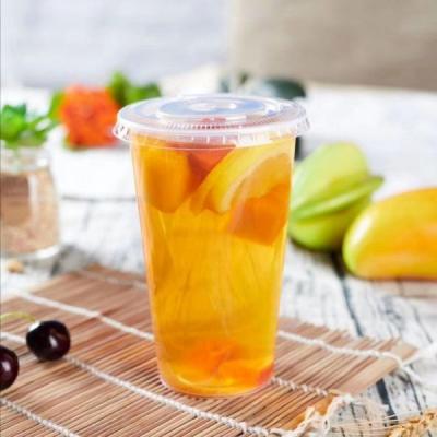 China Pet Disposable Cold Drink Cups With Lids Transparent Juice Cups Smoothies for sale