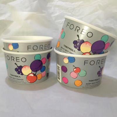 China Tazas de papel disponibles del helado con el papel y el logotipo modificado para requisitos particulares cuchara Eco en venta