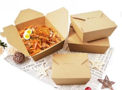 China Custom Design Paper Takeaway Box Print Recycled Kraft Paperfolding Meal Food Box for sale