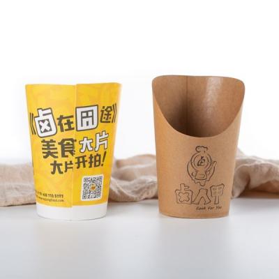 China Do fast food feito sob encomenda do logotipo dos copos de papel do petisco de Kraft das batatas fritas parede descartável única à venda