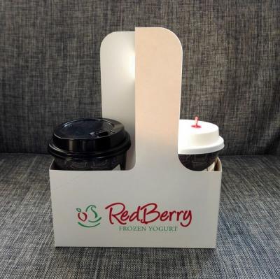 China Eco - Friendly Disposable Coffee Cup Carrier Coffee Kraft Paper Cups Holder for sale