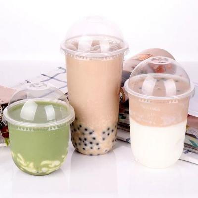 China 12oz 16oz 20oz Disposable Bubble Tea Plastic Cups With Dome Lids High Clarity for sale