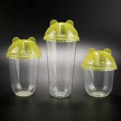 China PP Material Plastic Cup Lid Bear Shape Heat Resistant With X Hole For Straws for sale