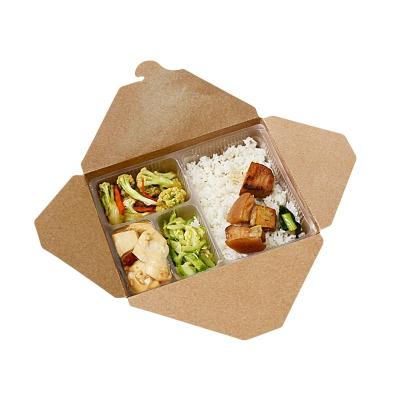 China Disposable Lunch Paper Takeaway Box Food Packaging Kraft Paper Box for sale