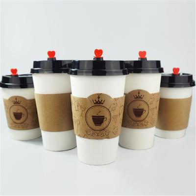 China printing kraft corrugated paper cup sleeve 12oz for coffee for sale