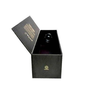 China Black Wine Bottle Packaging Boxes With UV Print Gold Foil Stamping Embossing for sale