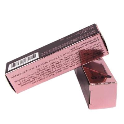 Chine Le rouge à lèvres fait sur commande rose enferme dans une boîte le matériel brillant de papier de carte d'argent de la stratification 375g, l'emballage cosmétique et les boîtes à vendre